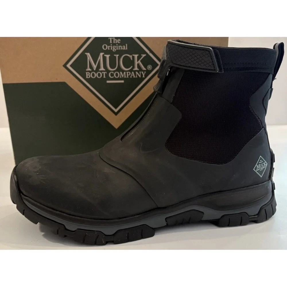 Muck Boot Company Men's Apex Mid zip Ankle Boot AXMZ-000 Black/Gray Size 13
